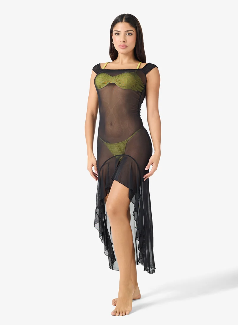 Ginger Off Shoulder Midi Dress With Slit